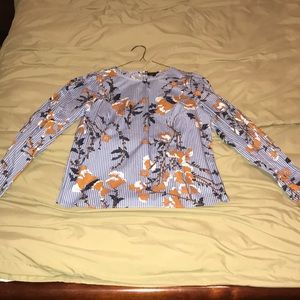 Flowered and striped blouse
